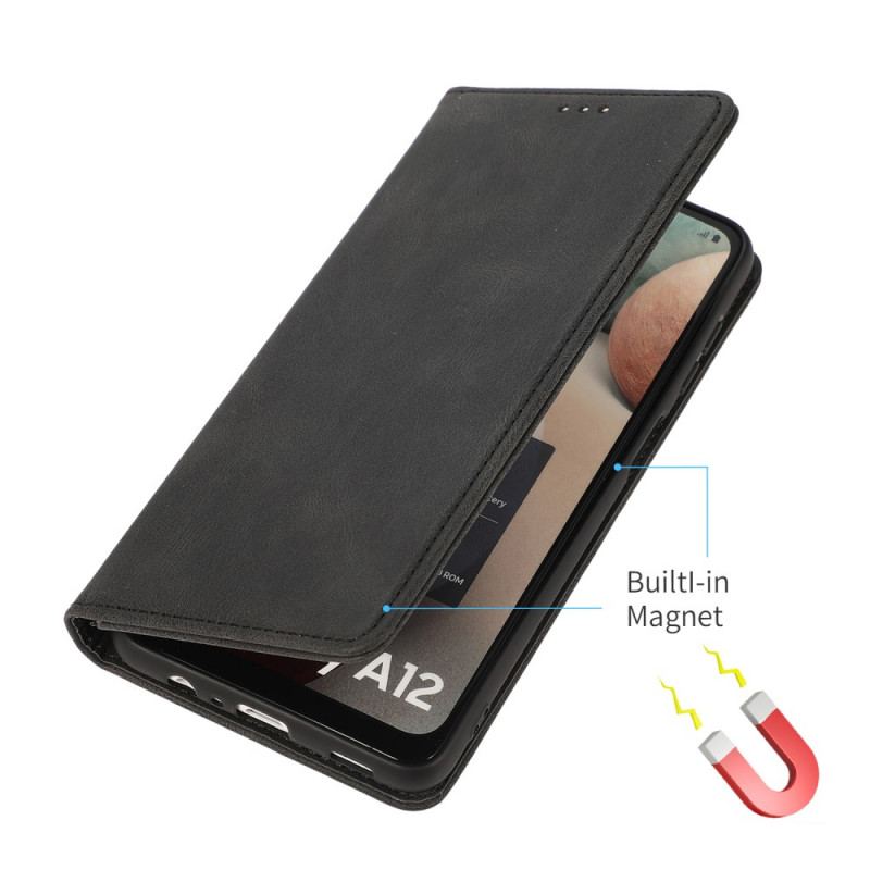 Capa De Celular Para Samsung Galaxy M12 / A12 Flip Efeito Couro Toque Sedoso