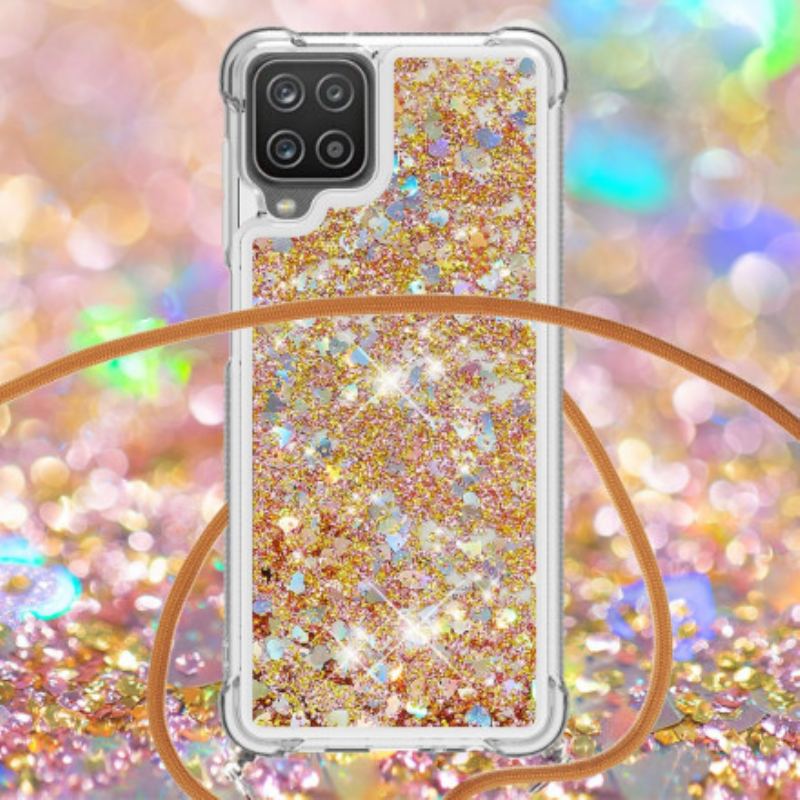 Capa De Celular Para Samsung Galaxy M12 / A12 Lantejoulas Com Cordão
