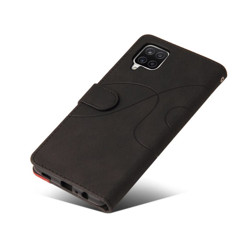 Capa De Couro Para Samsung Galaxy M12 / A12 Couro Sintético De Assinatura De Dois Tons