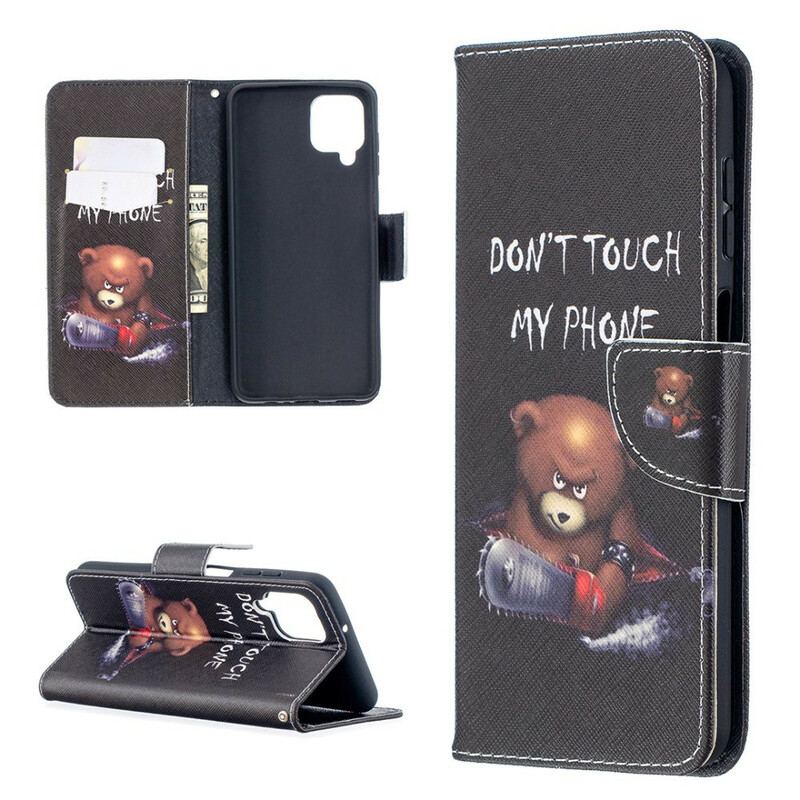 Capa De Couro Para Samsung Galaxy M12 / A12 Urso Perigoso