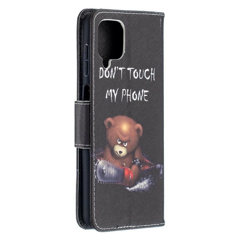 Capa De Couro Para Samsung Galaxy M12 / A12 Urso Perigoso