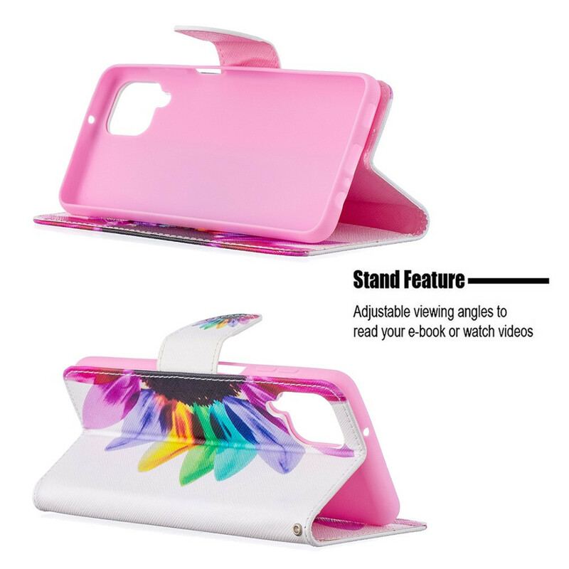 Capa Em Pele Para Samsung Galaxy M12 / A12 Flor Aquarela