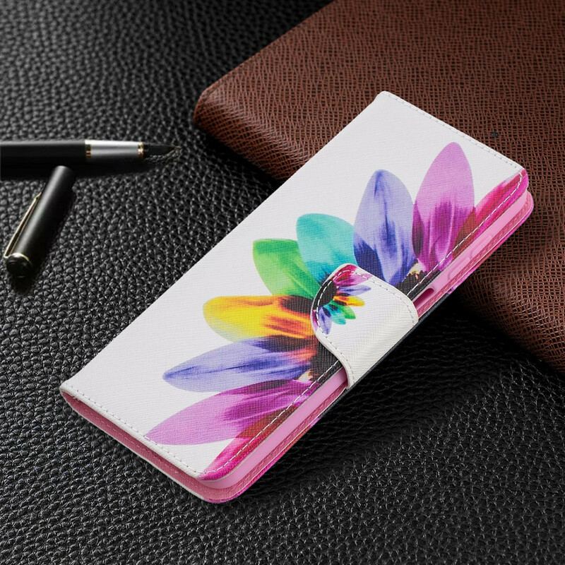 Capa Em Pele Para Samsung Galaxy M12 / A12 Flor Aquarela