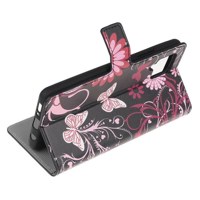 Capa Flip Para Samsung Galaxy M12 / A12 Borboletas E Flores