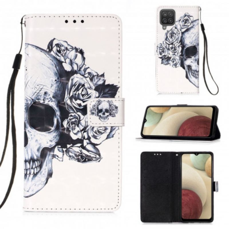 Capa Flip Para Samsung Galaxy M12 / A12 Crânio