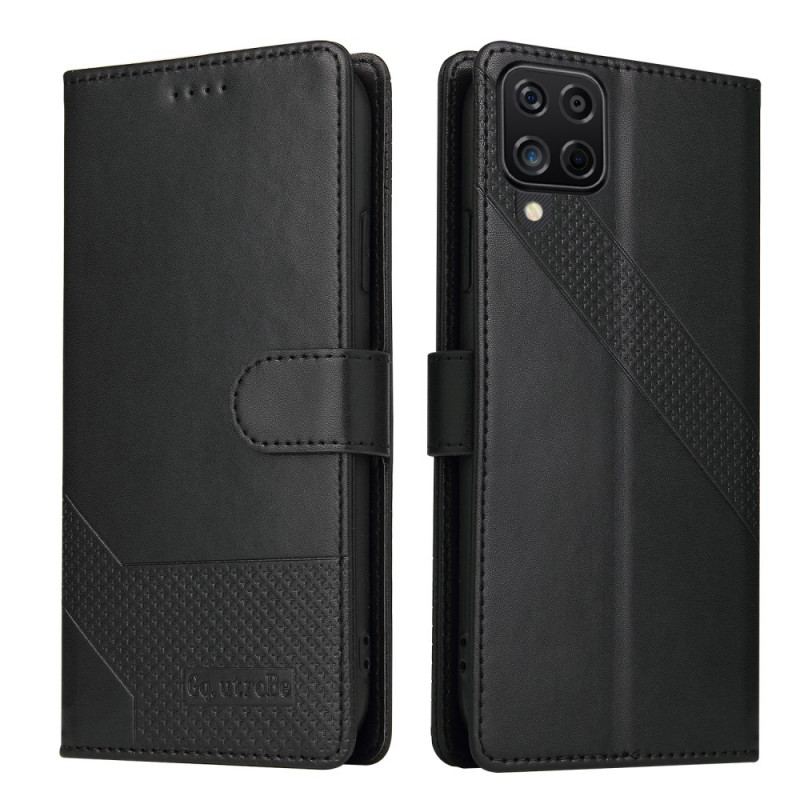 Capa Flip Para Samsung Galaxy M12 / A12 Efeito Couro Gq.utrobe