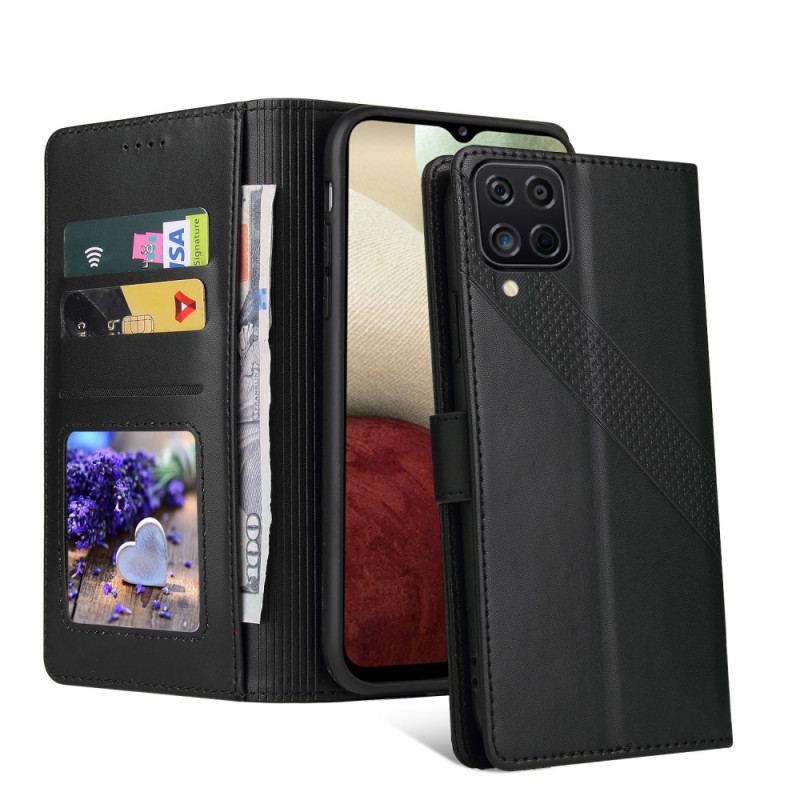 Capa Flip Para Samsung Galaxy M12 / A12 Efeito Couro Gq.utrobe