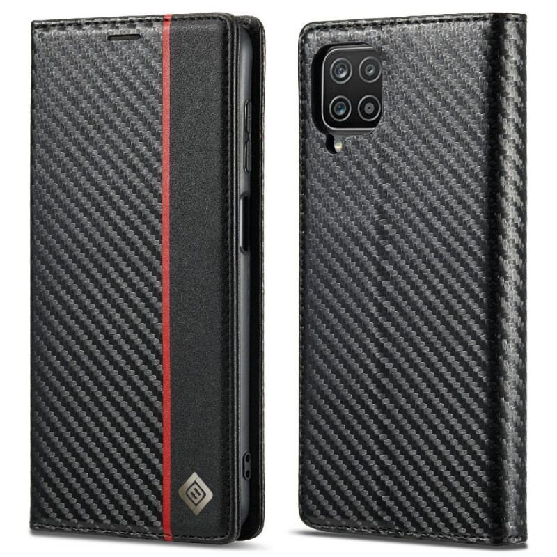 Capa Flip Para Samsung Galaxy M12 / A12 Fibra De Carbono Lc.imeeke