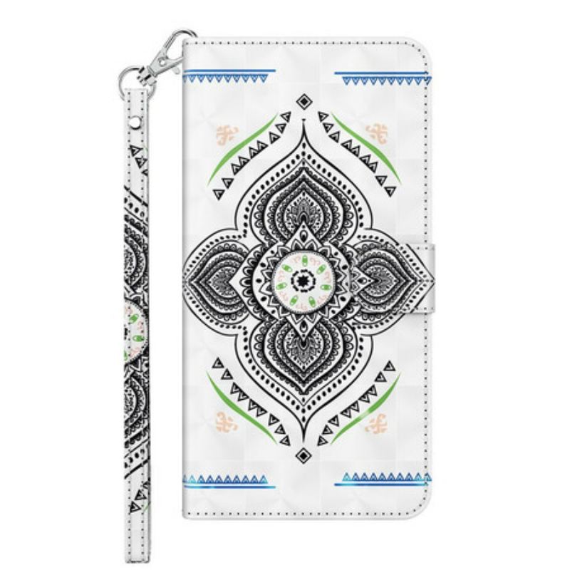 Capa Flip Para Samsung Galaxy M12 / A12 Mandala De Pontos De Luz Com Cordão