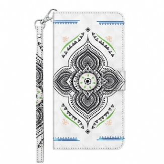 Capa Flip Para Samsung Galaxy M12 / A12 Mandala De Pontos De Luz Com Cordão