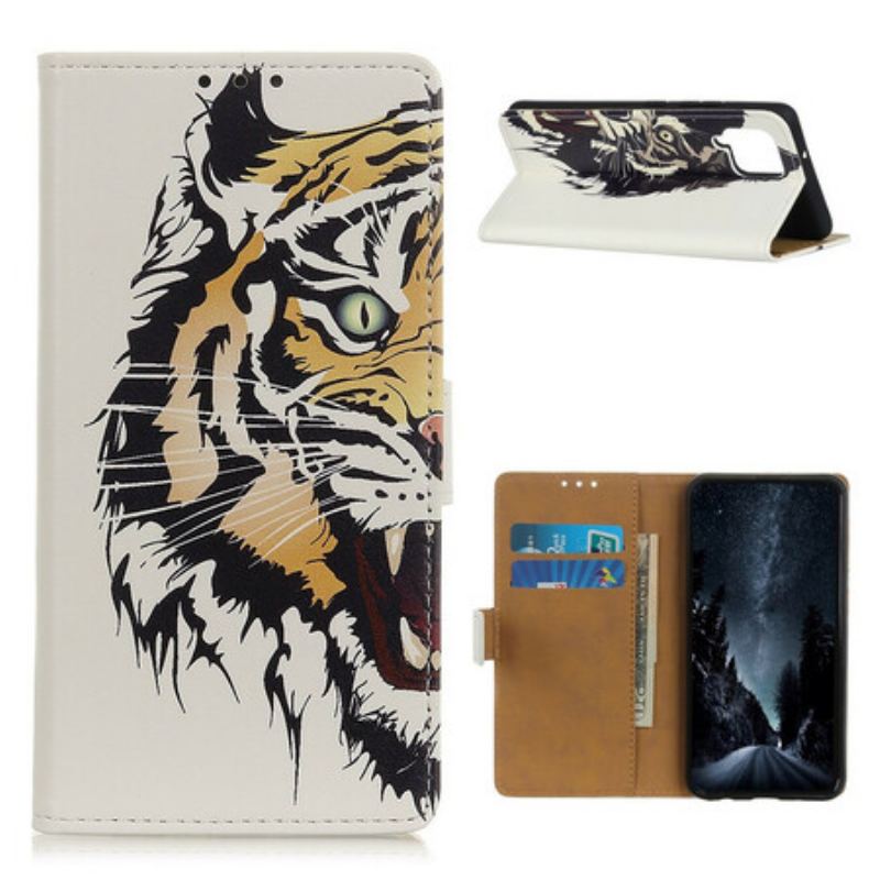 Capa Flip Para Samsung Galaxy M12 / A12 Tigre Feroz