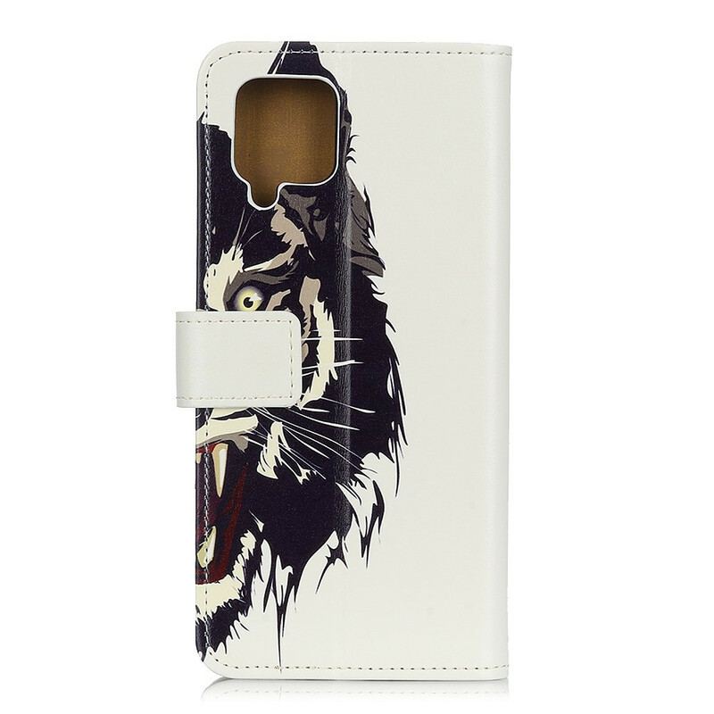 Capa Flip Para Samsung Galaxy M12 / A12 Tigre Feroz