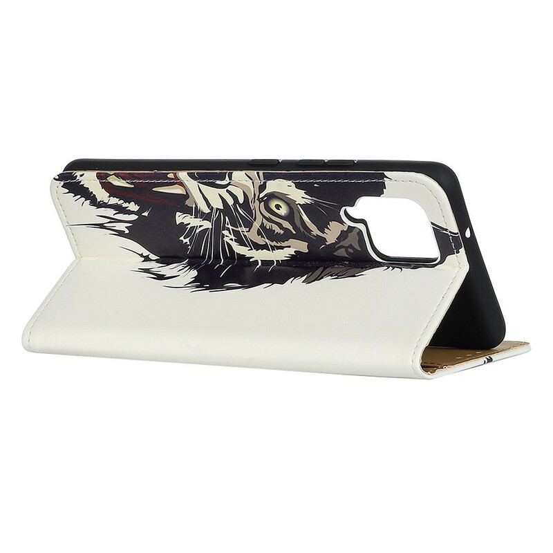 Capa Flip Para Samsung Galaxy M12 / A12 Tigre Feroz