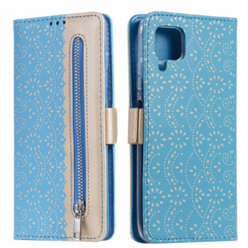 Capa Folio Para Samsung Galaxy M12 / A12 De Cordão Bolsa De Moedas Com Alça De Renda