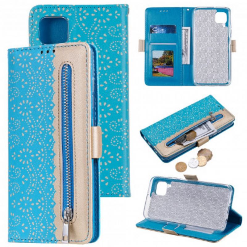Capa Folio Para Samsung Galaxy M12 / A12 De Cordão Bolsa De Moedas Com Alça De Renda