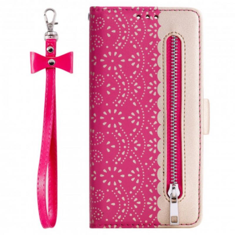 Capa Folio Para Samsung Galaxy M12 / A12 De Cordão Bolsa De Moedas Com Alça De Renda