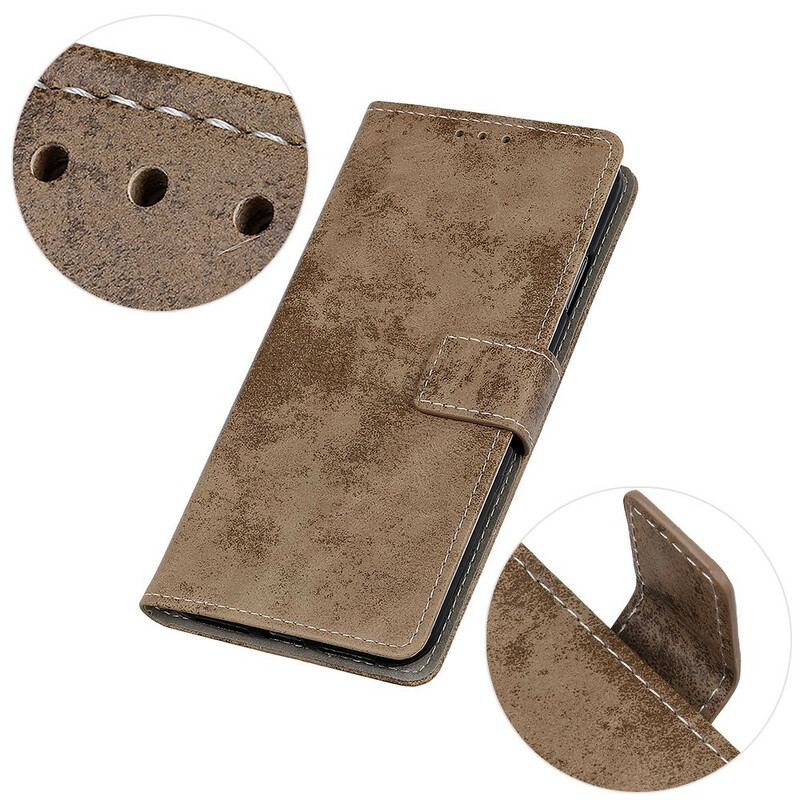 Capa Folio Para Samsung Galaxy M12 / A12 Couro Falso Vintage