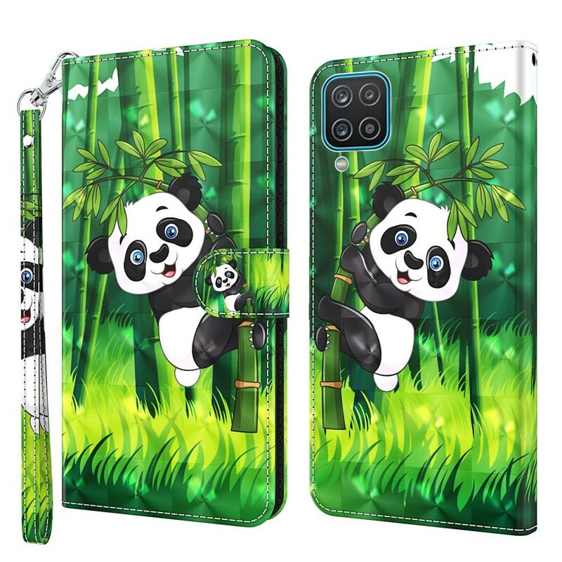 Capa Folio Para Samsung Galaxy M12 / A12 Panda E Bambu