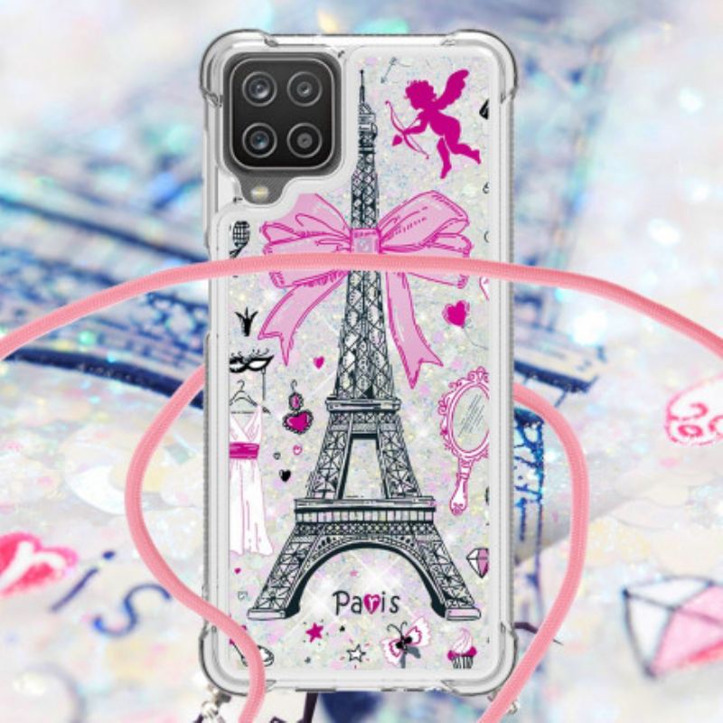 Capa Para Samsung Galaxy M12 / A12 De celular Na Torre Eiffel Cordon