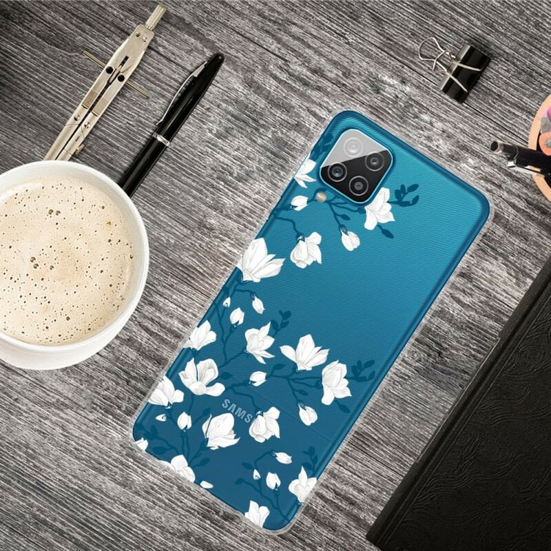 Capa Para Samsung Galaxy M12 / A12 Flores Brancas