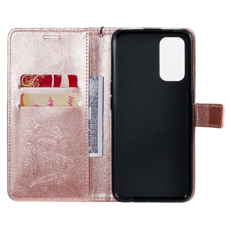 Capa De Couro Para Oppo Find X3 Lite De Cordão Borboletas Gigantes