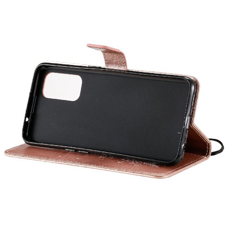 Capa De Couro Para Oppo Find X3 Lite De Cordão Borboletas Gigantes