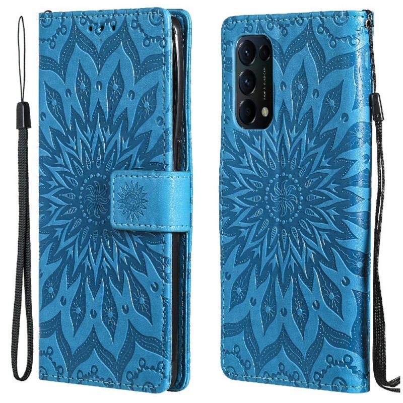 Capa De Couro Para Oppo Find X3 Lite Flor Do Sol