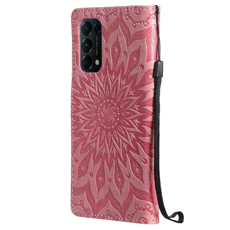 Capa De Couro Para Oppo Find X3 Lite Flor Do Sol