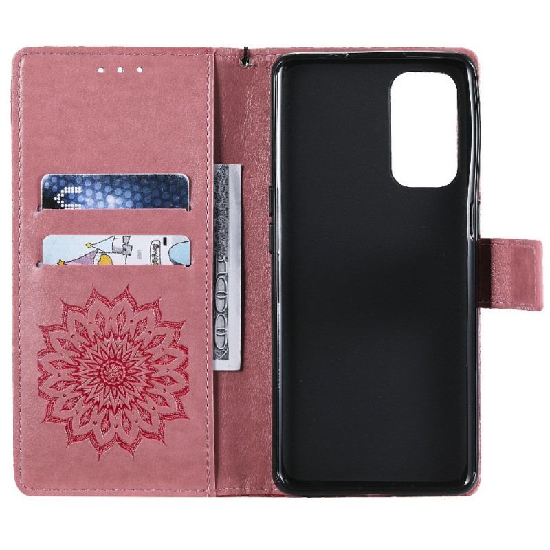 Capa De Couro Para Oppo Find X3 Lite Flor Do Sol