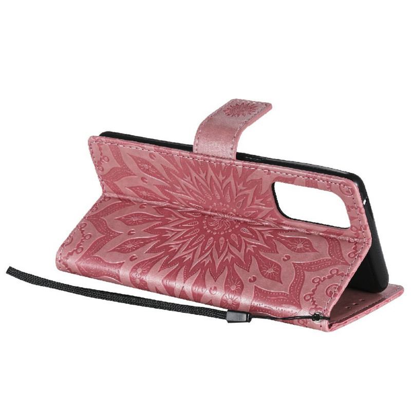 Capa De Couro Para Oppo Find X3 Lite Flor Do Sol