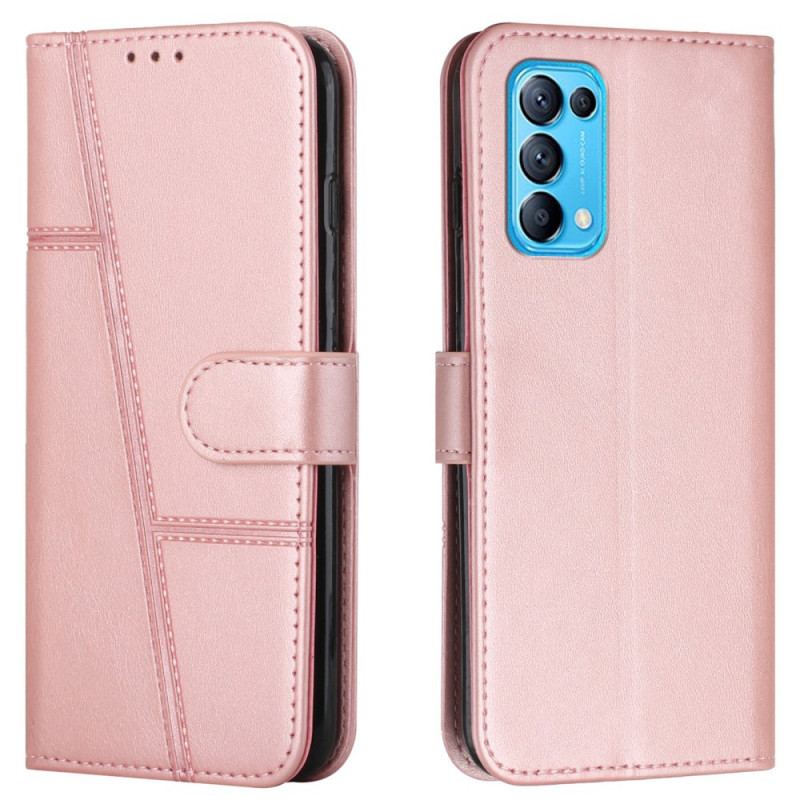 Capa Em Pele Para Oppo Find X3 Lite De Cordão Strappy Geo Leather Effect