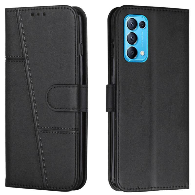 Capa Em Pele Para Oppo Find X3 Lite De Cordão Strappy Geo Leather Effect