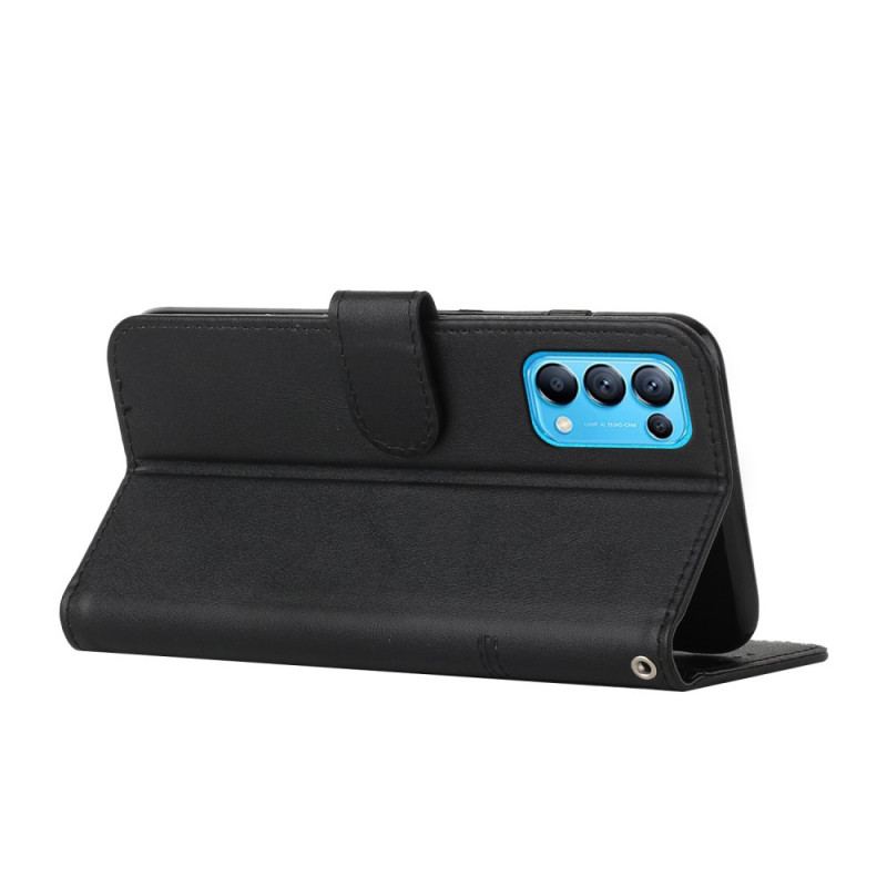 Capa Em Pele Para Oppo Find X3 Lite De Cordão Strappy Geo Leather Effect