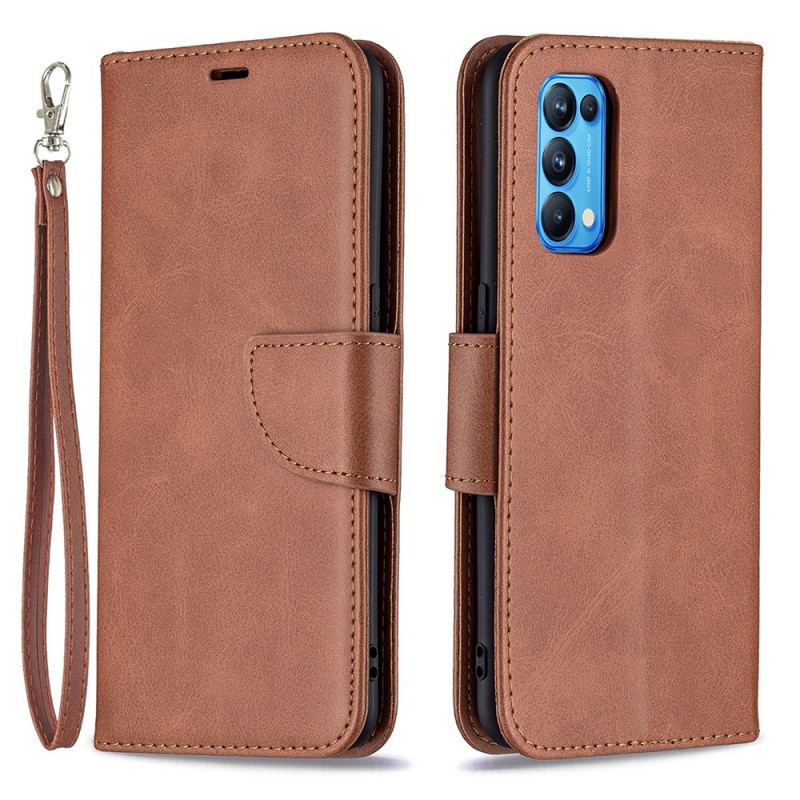 Capa Flip Para Oppo Find X3 Lite De Couro Retalho Liso Oblíquo