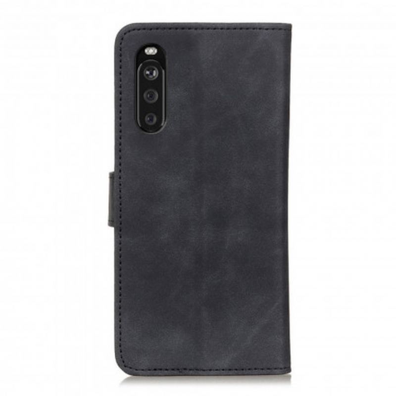 Capa De Couro Para Sony Xperia 5 III Efeito Couro Vintage Khazneh