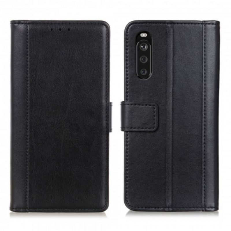 Capa De Couro Para Sony Xperia 5 III Estilo Clássico De Couro