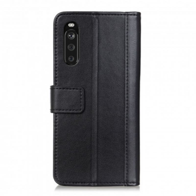 Capa De Couro Para Sony Xperia 5 III Estilo Clássico De Couro