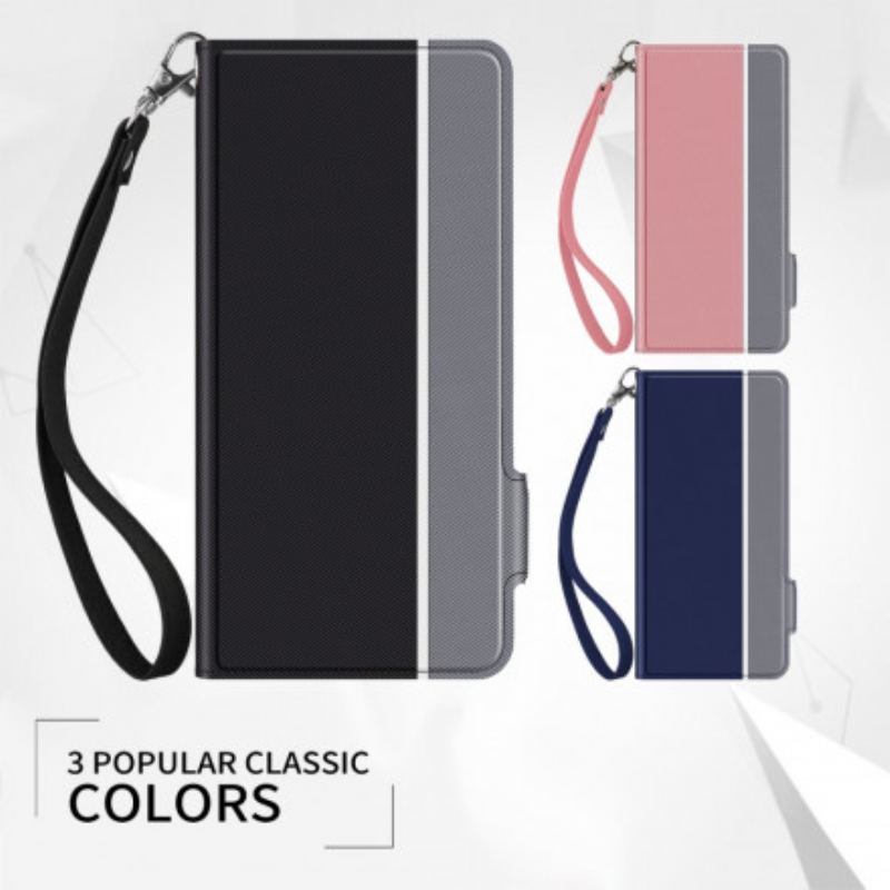 Capa De Couro Para Sony Xperia 5 III Série Bicolor Baiyu