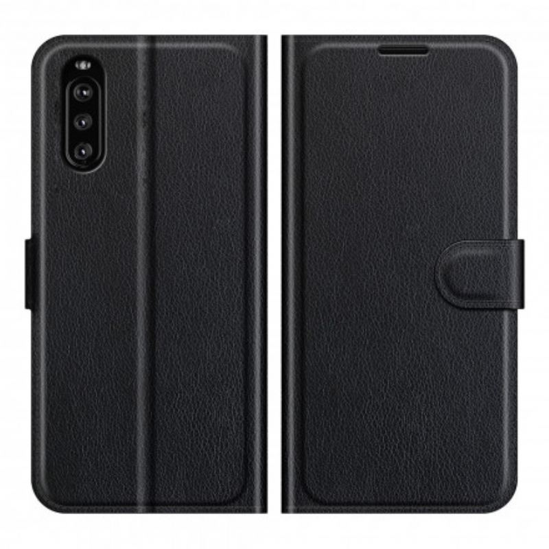 Capa Flip Para Sony Xperia 5 III Couro Falso Clássico