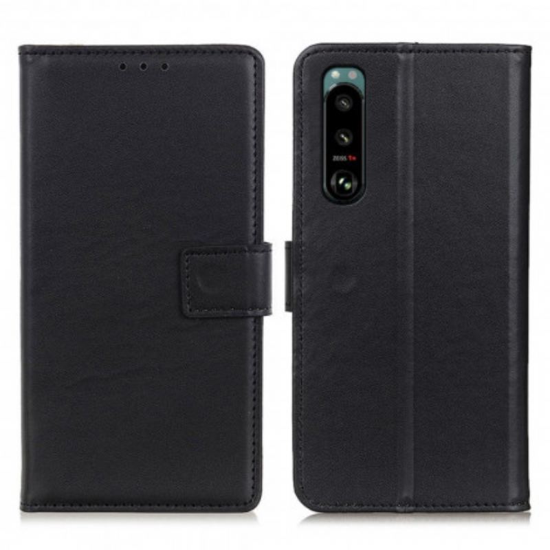 Capa Flip Para Sony Xperia 5 III Couro Sintético Liso
