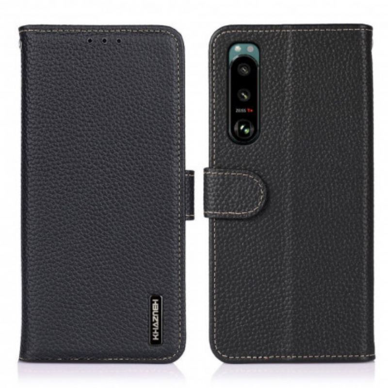 Capa Folio Para Sony Xperia 5 III Khazneh Lichia Couro