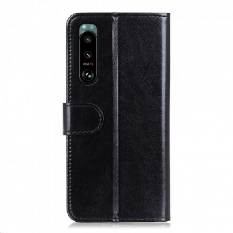 Capa Folio Para Sony Xperia 5 III Refinamento De Couro Sintético