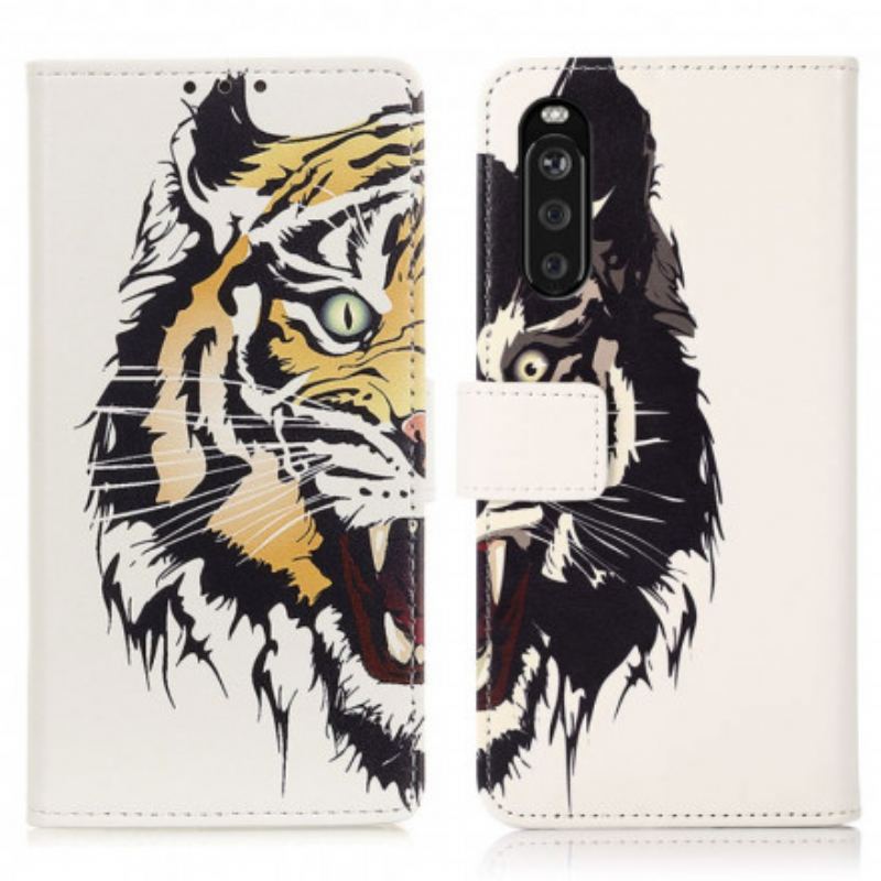 Capa Folio Para Sony Xperia 5 III Tigre Feroz