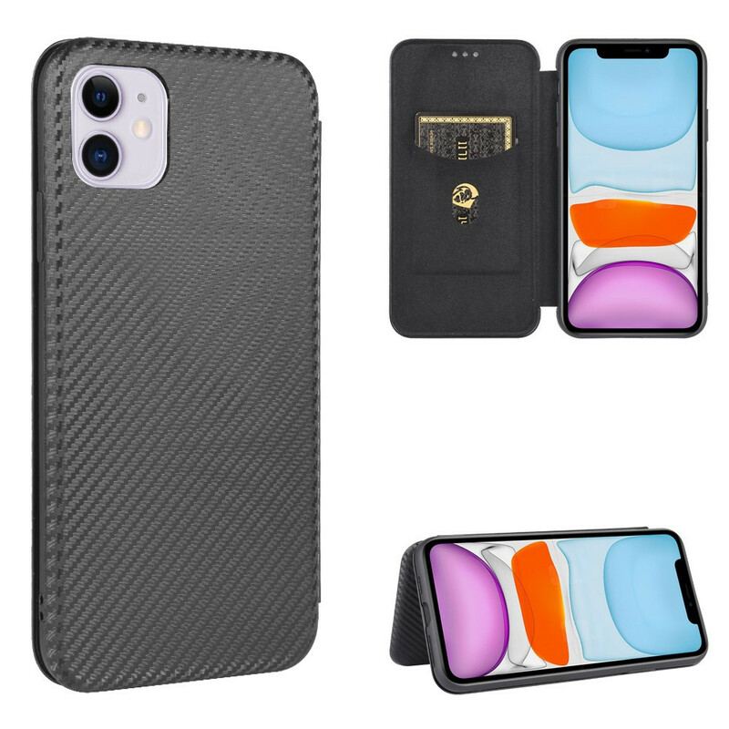 Capa De Celular Para iPhone 12 / 12 Pro Flip Fibra De Carbono