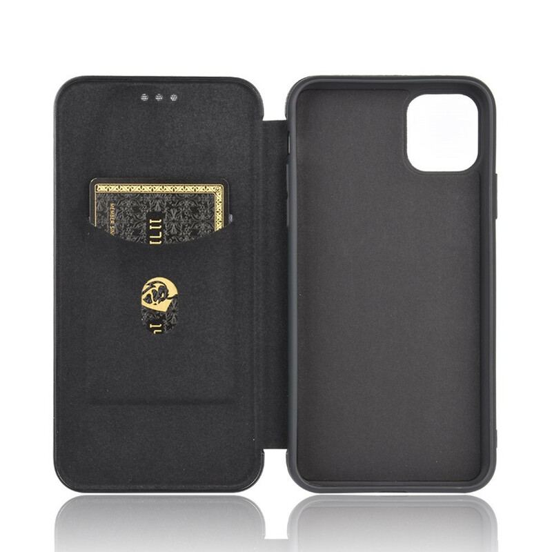 Capa De Celular Para iPhone 12 / 12 Pro Flip Fibra De Carbono
