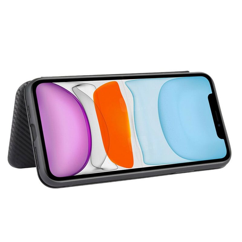 Capa De Celular Para iPhone 12 / 12 Pro Flip Fibra De Carbono