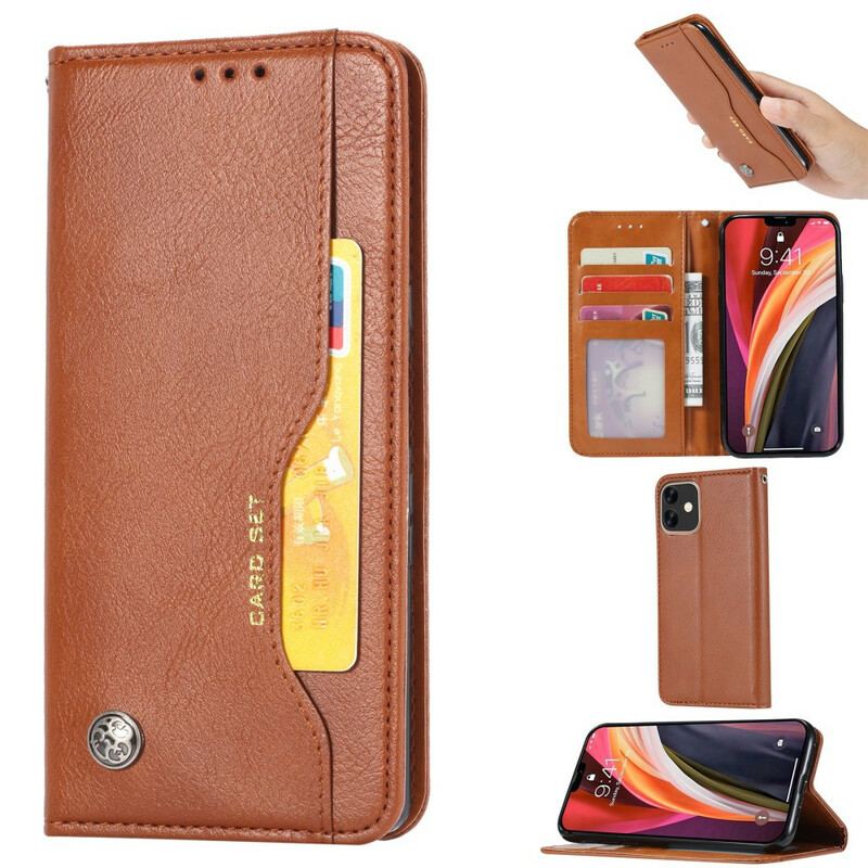 Capa De Celular Para iPhone 12 / 12 Pro Flip Titular De Cartão De Couro Sintético