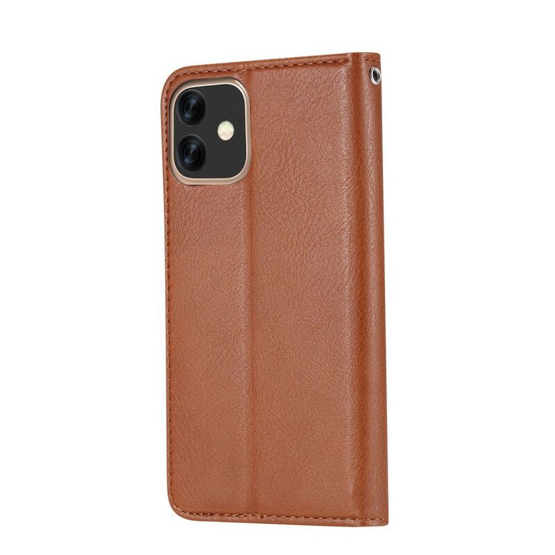 Capa De Celular Para iPhone 12 / 12 Pro Flip Titular De Cartão De Couro Sintético