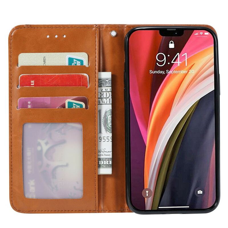 Capa De Celular Para iPhone 12 / 12 Pro Flip Titular De Cartão De Couro Sintético