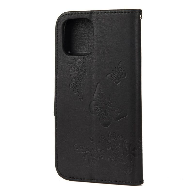 Capa Flip Para iPhone 12 / 12 Pro De Cordão Borboletas Esplêndidas
